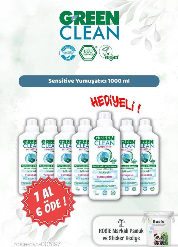 Green Clean Sensitive Yumuşatıcı 1000 ml 7 AL 6 ÖDE ve Rosie Hediye - Image 1