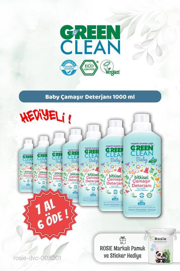 Green Clean 7 AL 6 ÖDE Baby Çamaşır Deterjanı 1000 ml ve Rosie Hediye - Image 1