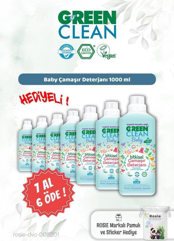 Green Clean 7 AL 6 ÖDE Baby Çamaşır Deterjanı 1000 ml ve Rosie Hediye - Image 1