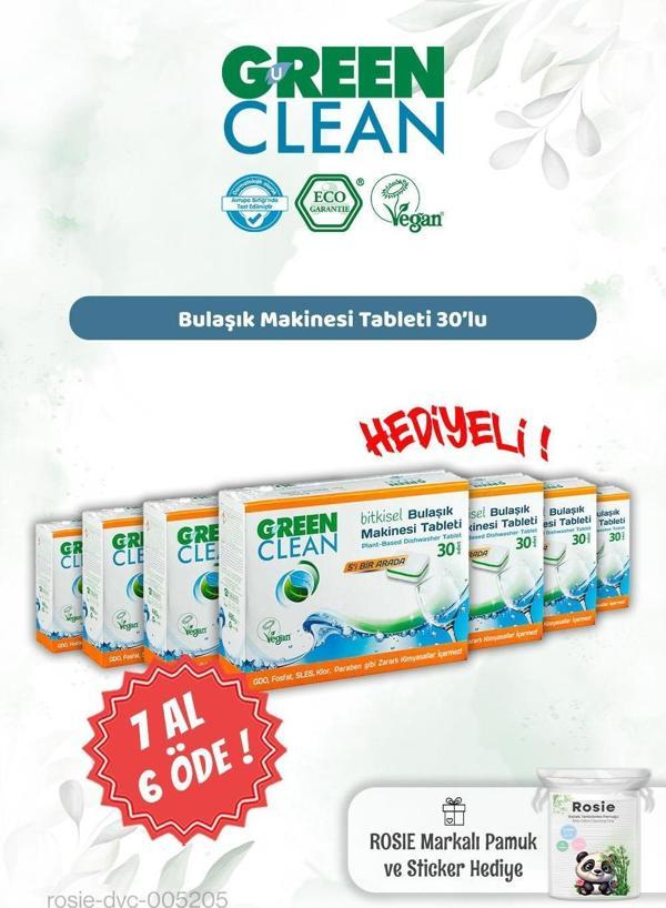 7 AL 6 ÖDE Green Clean Bulaşık Mak. Tableti 30'lu ve Rosie Hediye - Image 1