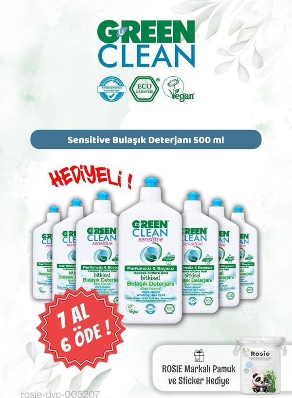 7 AL 6 ÖDE Green Clean 500 ml Sensitive Bulaşık Det. ve Rosie Hediye - Image 1