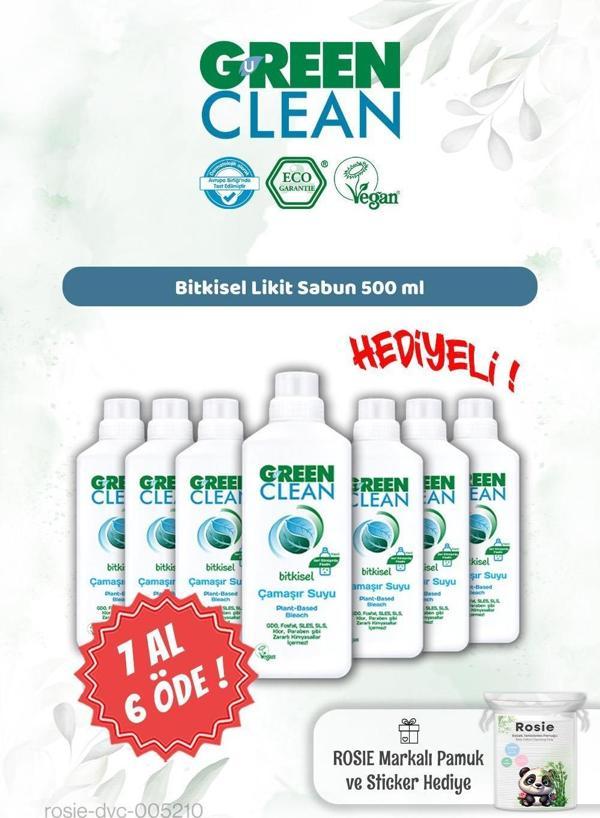 7 AL 6 ÖDE Green Clean Bitkisel Çamaşır Suyu 1000 ml ve Rosie Hediye - Image 1