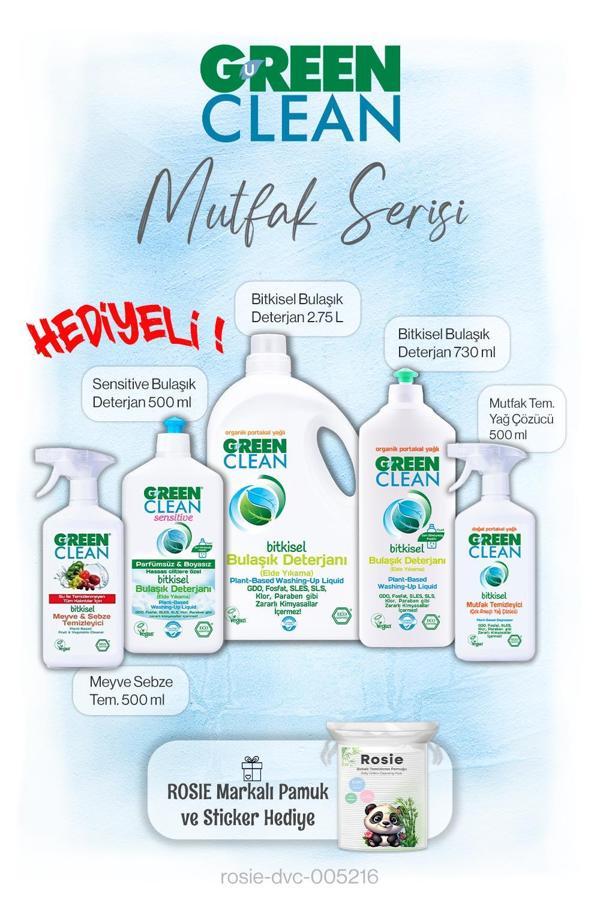 Green Clean Mutfak Temizlik Serisi 5'li ve Rosie pamuk hediye - Image 1