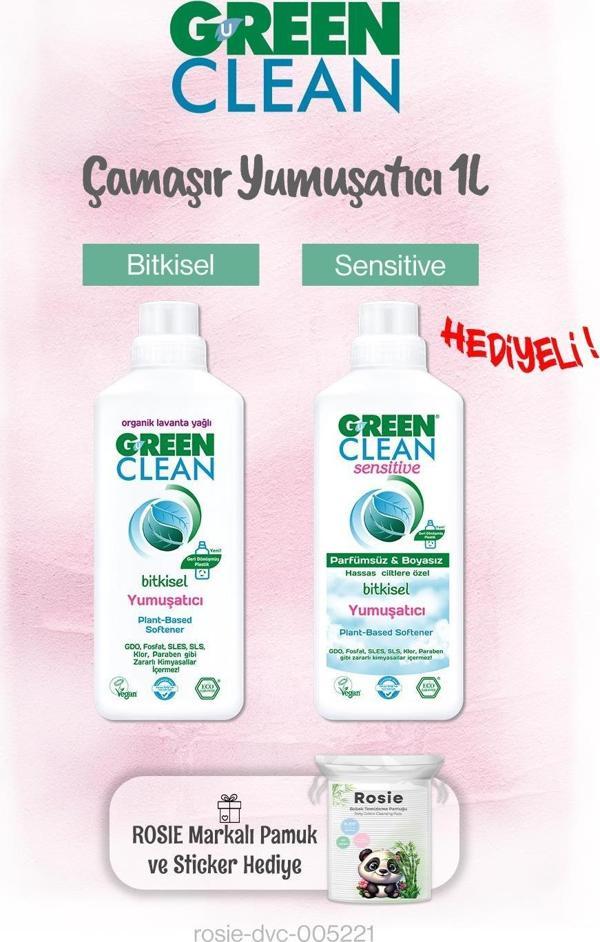 Green Clean Yumuşatıcılar 1 L x 2 ve Rosie Pamuk Hediye - Image 1