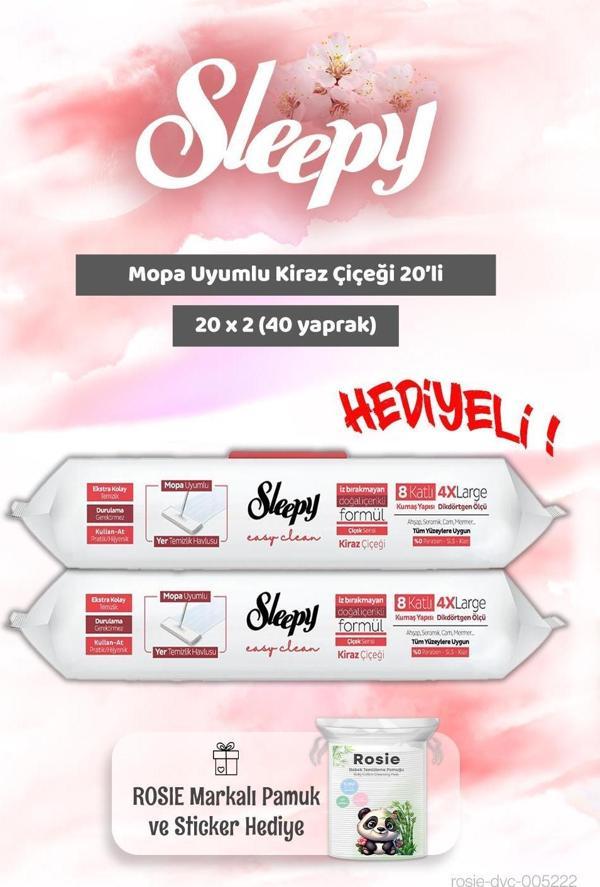 Sleepy Kiraz Çiçeği Mopa Uyumlu 20'li x 2 ve Rosie Bebek pamuğu - Image 1