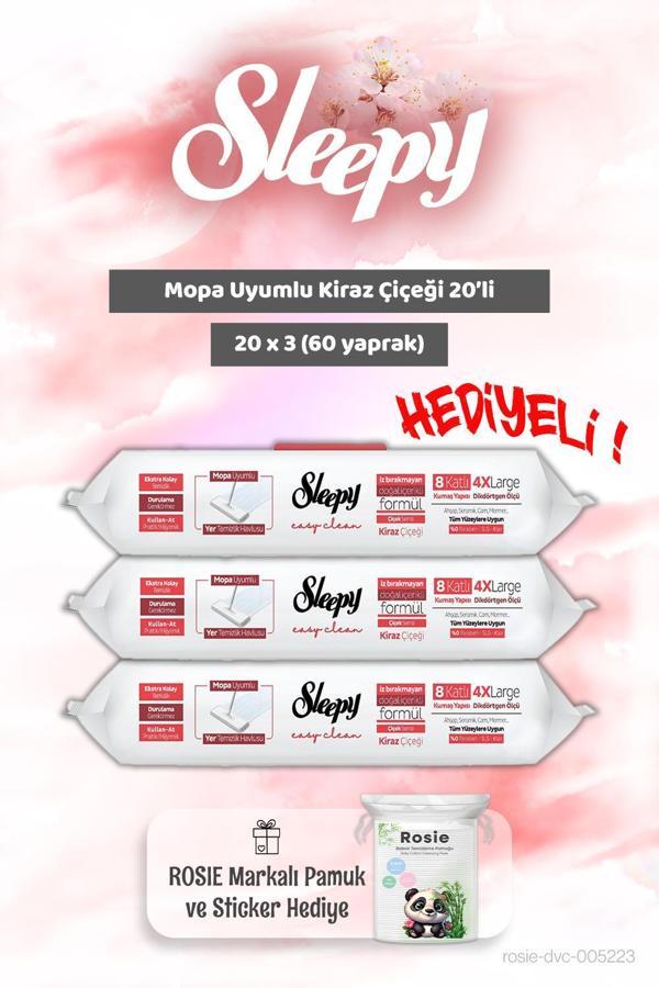 Sleepy 3 adet Mopa Uyumlu Kiraz Çiçeği 20'li ve Rosie Bebek pamuğu - Image 1
