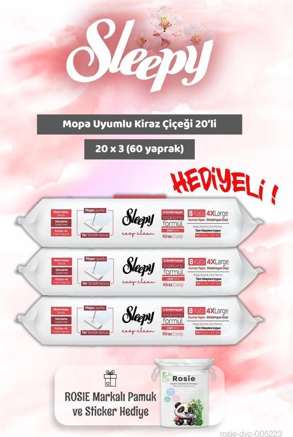 Sleepy 3 adet Mopa Uyumlu Kiraz Çiçeği 20'li ve Rosie Bebek pamuğu - Image 1