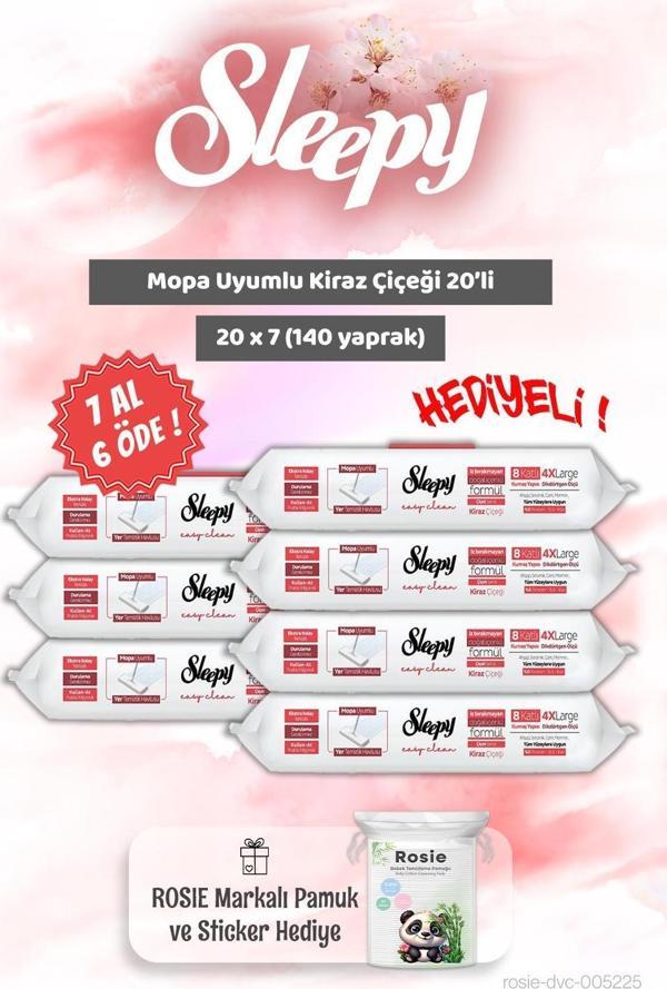 Sleepy 7 AL 6 ÖDE Mopa Uyumlu Kiraz Çiçeği 20'li ve Rosie Bebek pamuğu - Image 1
