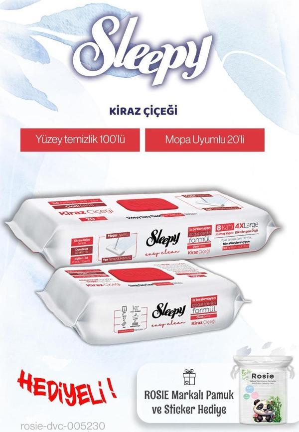 Sleepy Kiraz Çiçeği Mop ve Yüzey Havlusu, Rosie pamuk hediye - Image 1