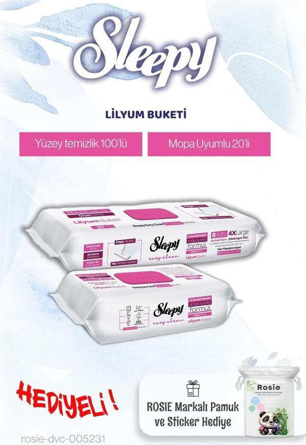 Sleepy Lilyum Buketi Mop ve Yüzey Havlusu, Rosie pamuk hediye - Image 1