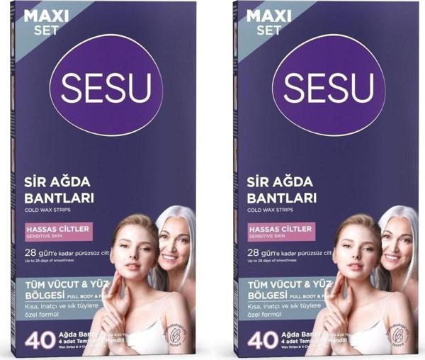 Sesu Maxi Set Tüm Vücut & Yüz Bölgesi Sir Ağda Bantları Hassas Ciltler 40 Adet x 2 Adet - Image 1