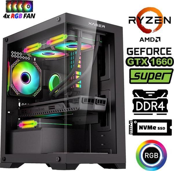 Xaser Blood x10 Ryzen 5 5500 16GB Ram 512GB M.2 SSD 6GB GTX1660 Super Masaüstü Oyuncu Bilgisayar - Image 1