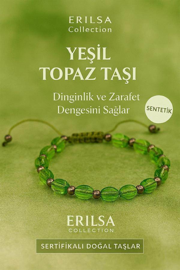 Sertifikalı Sentetik Yeşil Topaz Taşı Bileklik – Canlılık ve Dinginliğin Uyumu - Image 1