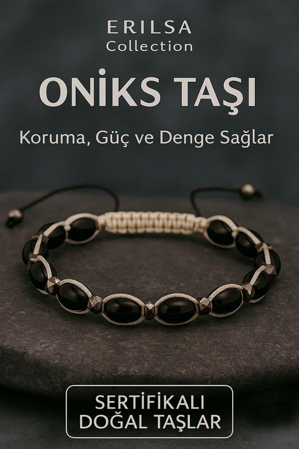 Sertifikalı Oniks Taşı Bileklik – Koruma, Güç ve Ruhsal Denge Enerjisi - Image 1