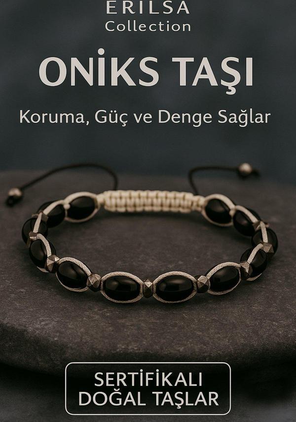 Sertifikalı Oniks Taşı Bileklik – Koruma, Güç ve Ruhsal Denge Enerjisi - Image 1
