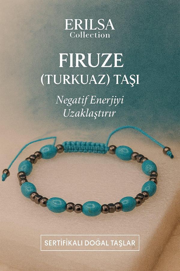 Sertifikalı Firuze Turkuaz Taşı Bileklik - Doğal Şifa ve Denge Enerjisi - Image 1