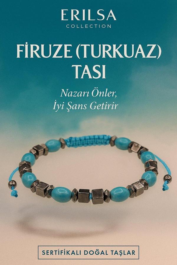 Sertifikalı Terahertz ve Firuze Taşı Bileklik – Enerji, Denge ve Zihinsel Şifa - Image 1