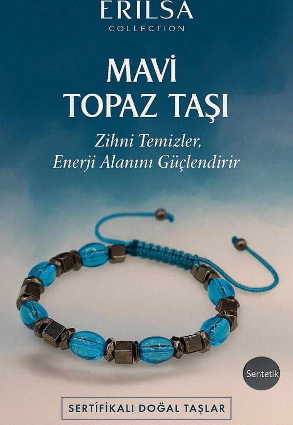 Sertifikalı Sentetik Mavi Topaz Taşı Bileklik – Dinginlik ve Zarafetin Gücü - Image 1