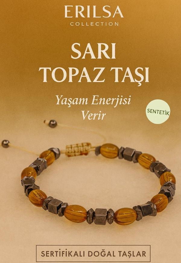 Sertifikalı Sarı Topaz Taşı Bileklik - Sentetik Canlılık ve Ruhsal Aydınlanma Taşı - Image 1