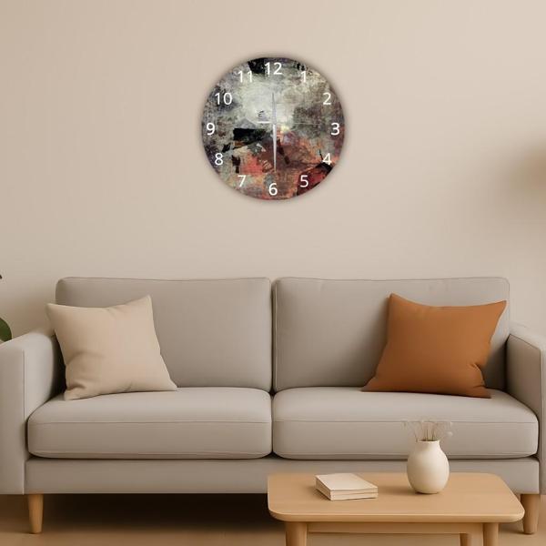 Modern Dekoratif Sessiz Akar Duvar Saati - Temperli Cam 37 cm HS001 - Image 1