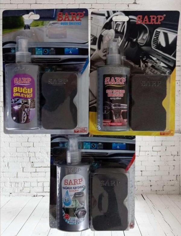 Sarp Oto Bakım 3 Lü Set (Yağmur Kaydırıcı,Buğu Önleyici,Torpido Koruyucu - Image 1