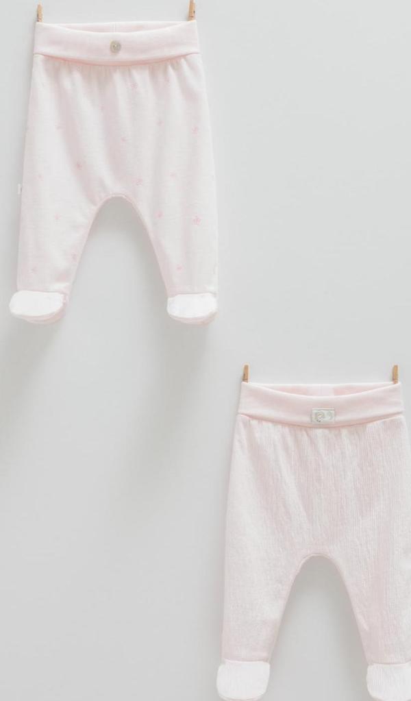 ÇİÇEKLİ ÖN DÜĞME İKİLİ PANTOLON Pembe - Image 1