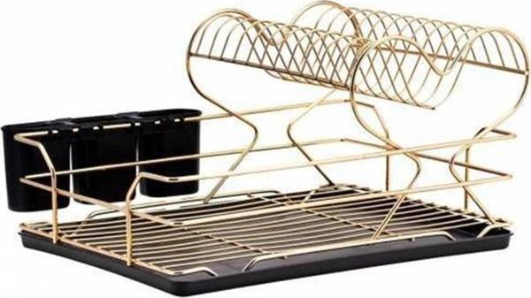 Kalpli Metal Bulaşıklık Tabaklık Bulaşık Kurutma Sepeti Gold Bulaşık Kurutmalık - Image 1