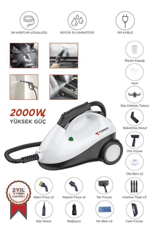 Torima TSC-01 Siyah Çok Fonksiyonlu Buharlı Temizleyici - Buharlı Temizlik Makinası - Image 1