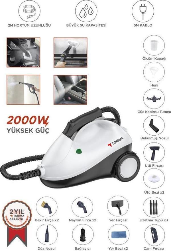 Torima TSC-01 Siyah Çok Fonksiyonlu Buharlı Temizleyici - Buharlı Temizlik Makinası - Image 1