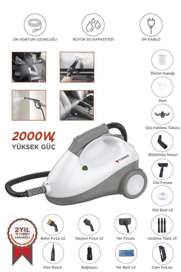 Torima TSC-01 Gri Çok Fonksiyonlu Buharlı Temizleyici - Buharlı Temizlik Makinası - Image 1