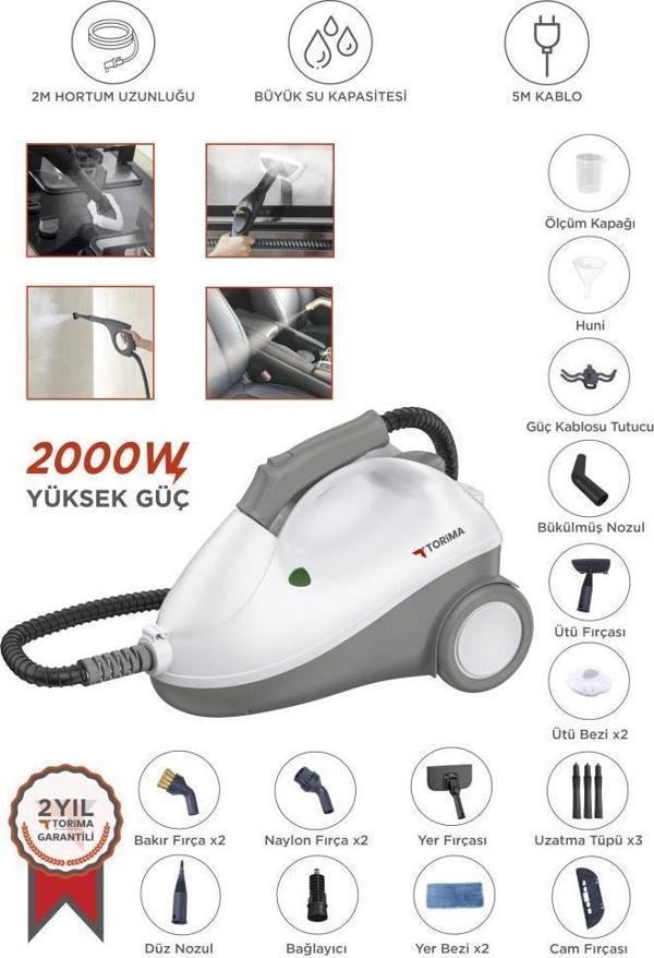 Torima TSC-01 Gri Çok Fonksiyonlu Buharlı Temizleyici - Buharlı Temizlik Makinası - Image 1
