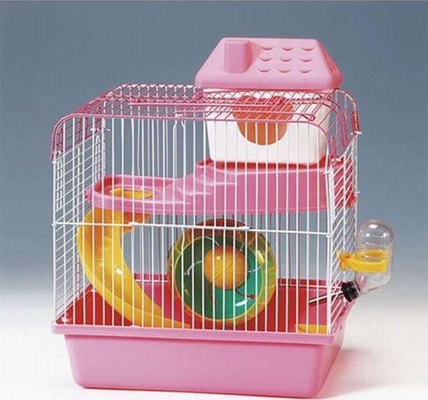 EuroGold Hamster Kafesi Pembe Beyaz 23x17x25 Cm - Image 1