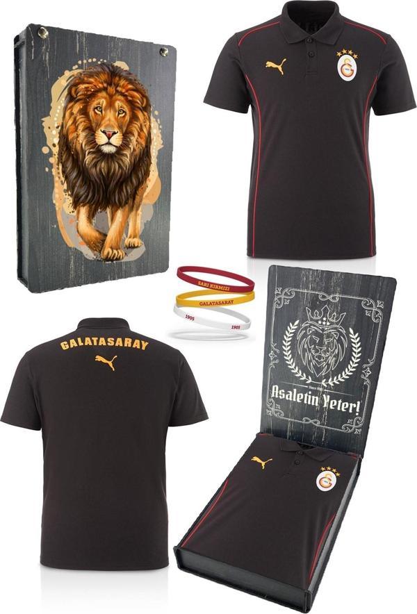 Galatasaray Orijinal Lisanslı Polo Yaka Siyah Antrenman T-Shirt + Bileklik Set Hediyelik - Image 1