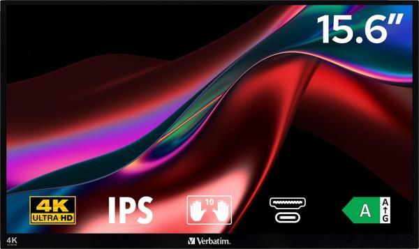 Verbatim PMT-15-4K 15.6" 60Hz 6Ms HDMI+USB-C HDR UHD FreeSync IPS Taşınabilir Dokunmatik Monitör - Image 1