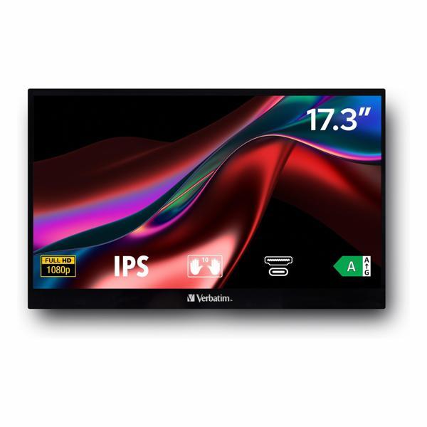 Verbatim PMT-17 17.3" 60Hz 6Ms HDMI+USB-C HDR FullHD FreeSync IPS Taşınabilir Dokunmatik Monitör - Image 1