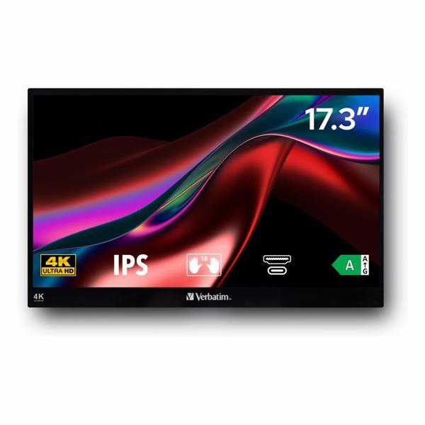 Verbatim PMT-17-4K 17.3" 60Hz 6Ms HDMI+USB-C HDR UHD FreeSync IPS Taşınabilir Dokunmatik Monitör - Image 1