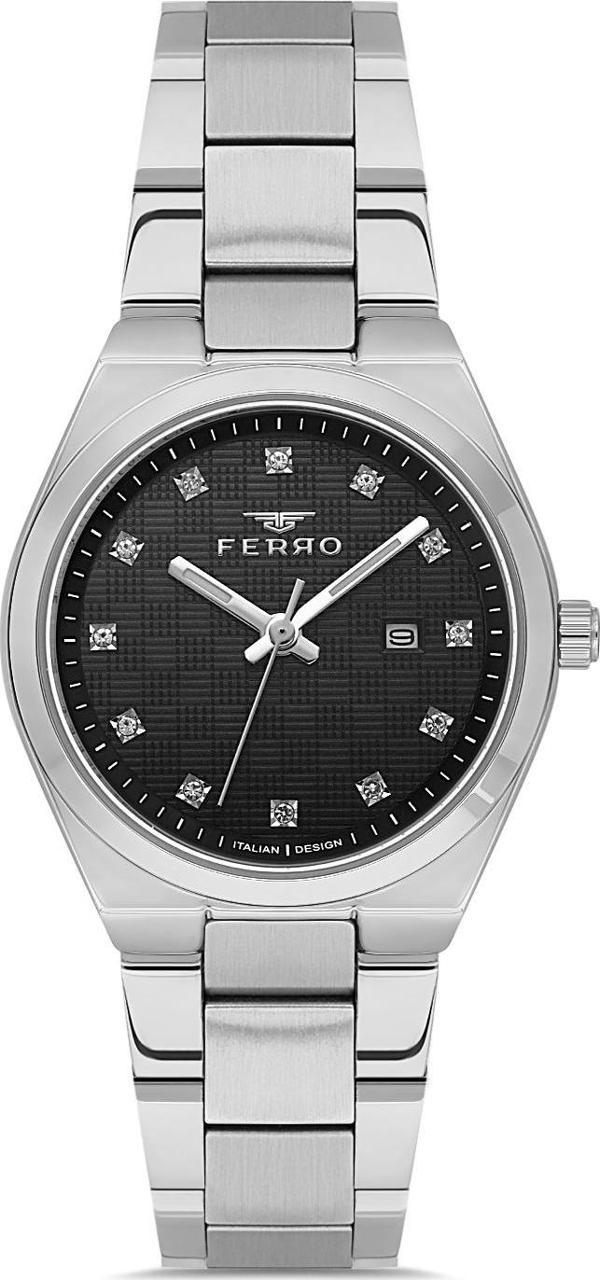 Ferro FL21631AWT-A2 Quartz Çeklik Gri Siyah Kadran 32 mm Kadın Kol Saati - Image 1