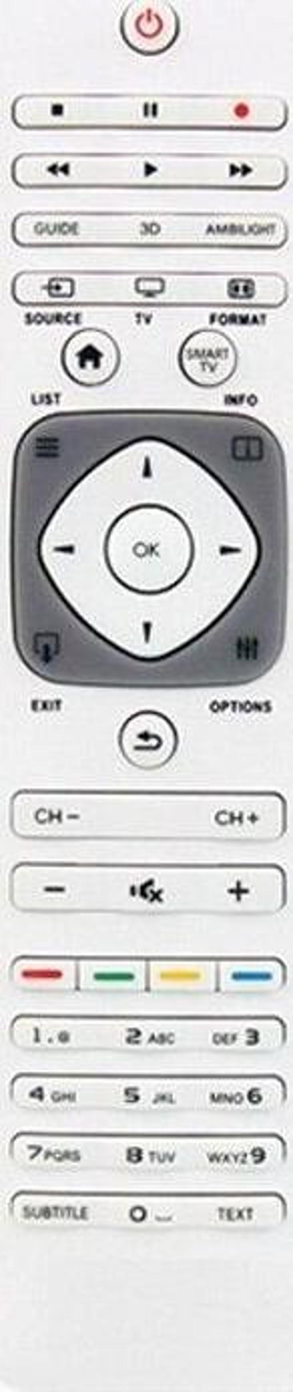 Philips 47PFL7108K/12 Uyumlu Klavyesiz Yedek Kumanda Beyaz Model - Image 1