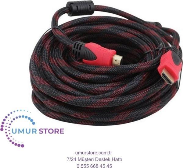 20 Metre Filtreli Hasır Sargılı Altın Uçlu Hdmi Görüntü Kablosu 3D 14V - Image 1