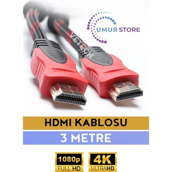 3 Metre HDMI Kablo Full Hd Tv Monitör Uydu Alıcısı Pc Uyumlu HDMI Kablosu - Image 1