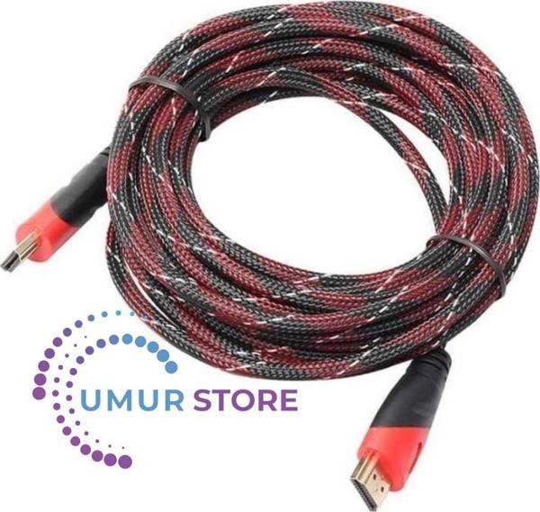 5 Metre 1080p Hasır Örgülü Hdmi Kablo - Image 1