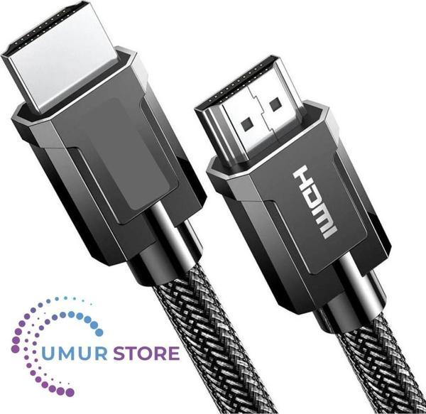8k 60Hz HDMI 2.1 Örgülü Görüntü Aktarma Kablosu 2 Metre - Image 1