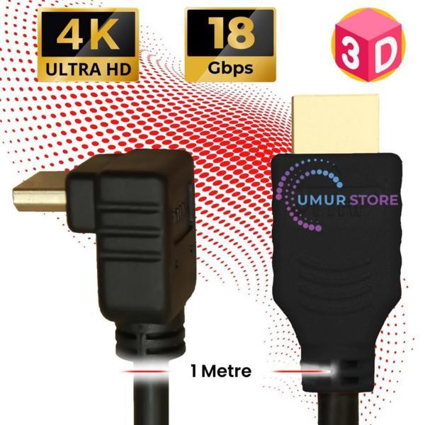 HDMI 2.0 4K Ultra Hd 60 Hz L Tipi Ses ve Görüntü Aktarım Kablosu 1 Metre - Image 1