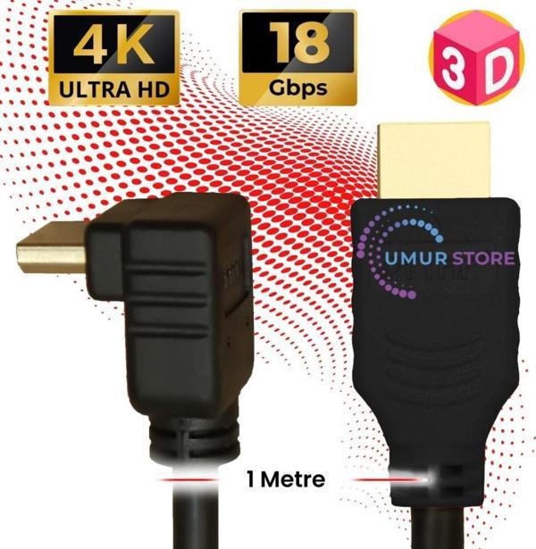HDMI 2.0 4K Ultra Hd 60 Hz L Tipi Ses ve Görüntü Aktarım Kablosu 1 Metre - Image 1