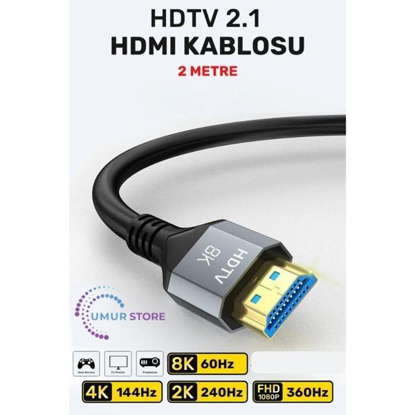 Ultra Yüksek Hızlı 8k HDMI 2.1 Kablo 2 Metre - Image 1