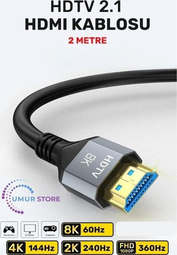 Ultra Yüksek Hızlı 8k HDMI 2.1 Kablo 2 Metre - Image 1
