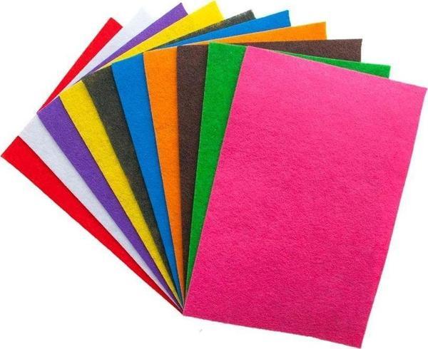 Keçe A4 Renkli Keçe Karışık 10 Lu 1 Pakette Farklı Renk 10 Adet - Image 1