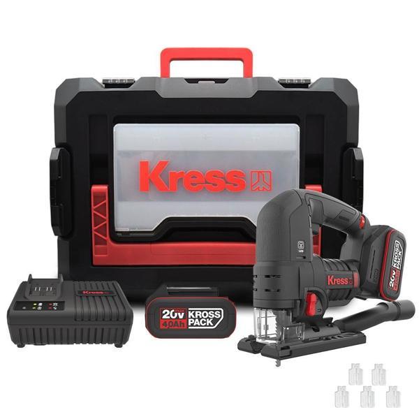 Kress KUE26 20Volt 4.0Ah Li-ion Çift Akülü Profesyonel Kömürsüz Devir Ayarlı Şarjlı Dekupaj Testere  - Image 1