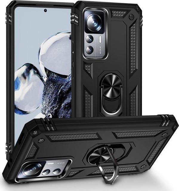 Xiaomi Mi 12T Uyumlu Kamera Korumalı Standlı Yüzüklü Tank Kılıf - Image 1