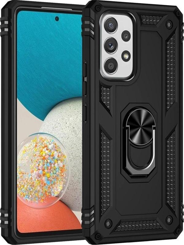Samsung Galaxy A53 Uyumlu Kamera Korumalı Standlı Yüzüklü Tank Kılıf - Image 1